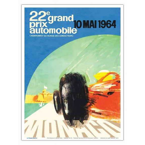 1964 Monaco Grand Prix - Ferrari 156 F1 - Vintage Racing Poster by Michael Turner - Master Art Print (Unframed) 9in x 12in