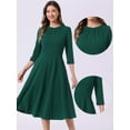 thumbnail image 2 of DARING DIVA 3/4 Sleeve A-Line Midi Work Dress S Dark Green, 2 of 6
