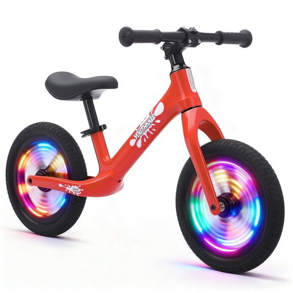 Toddler Balance Bike 2 Year Old, Colorful Lighting 12 Inch No Pedal Kids Toy Bike, Tool-Free Adjustment, Quick Assemble,Gift for 2-5 Boys Girls