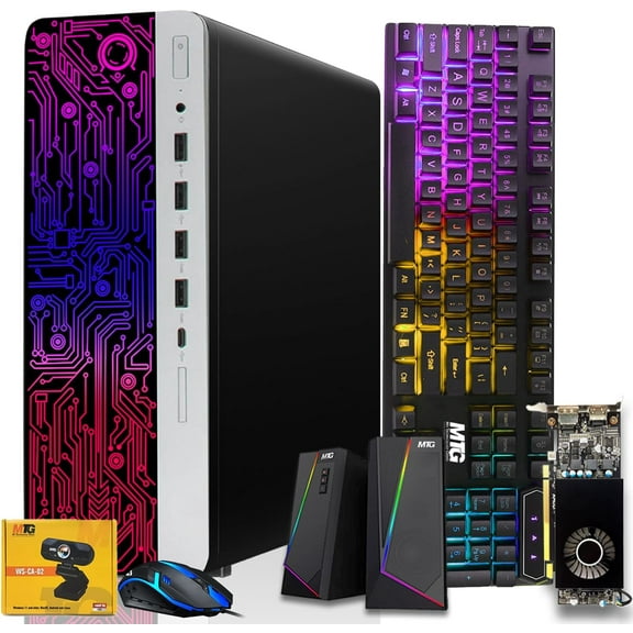 Restored HP G3 Gaming Desktop PC,Intel Core i5 4th Gen,AMD RX 550 Graphics,16GB RAM,240GB SSD | 2TB HDD,RGB Keyboard Mouse,Speaker,Webcam,Windows 11 Pro