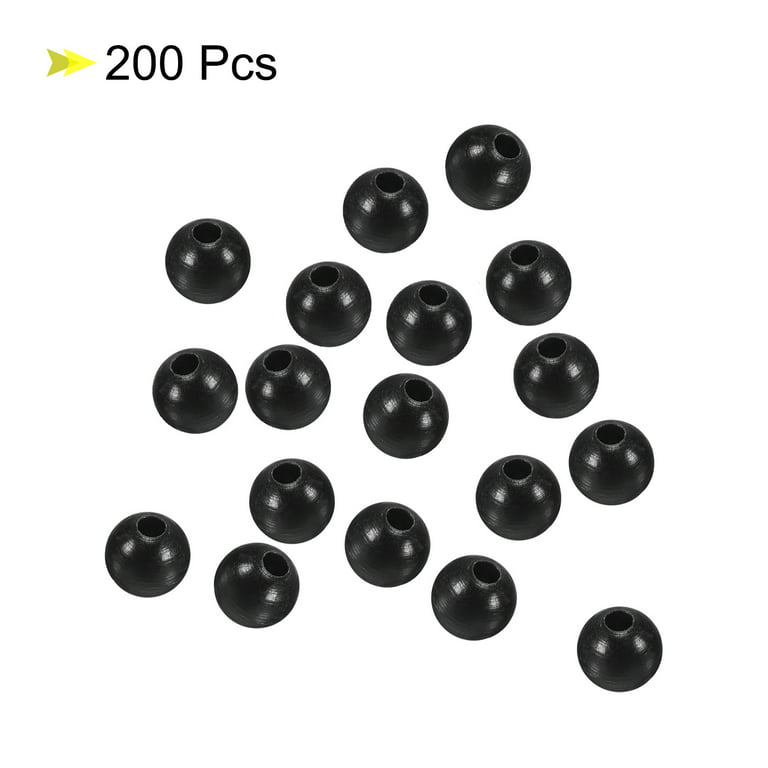Uxcell 7mm Round Plastic Fishing Beads Tackle Tool Black 200 Pieces 