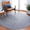 thumbnail image 2 of SAFAVIEH Braided Gino Distressed Machine Washable Reversible Area Rug, Dark Blue/Ivory, 6' x 6' Round, 2 of 8