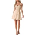 thumbnail image 1 of Vestido sin mangas de mujer con tirantes de cuadros y cremallera frontal L color caqui, 1 of 6