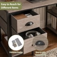 thumbnail image 4 of 48" L Shaped Office Desk Charging Station & 2 Fabric Drawers, Corner Computer Desk with Open Shelf for Home Office Gaming, Oak, 4 of 10