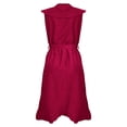thumbnail image 4 of IDALL Robes d'Été, Robes Petites Femmes Col en V Manches Courtes à Volants Longue Robe Élégante, Robe Ajustée et Évasée, Robes Femmes Rouge 2 Robe L, 4 of 5