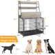 thumbnail image 4 of Historyli Jaula para perros con bandeja extraíble, divisor ajustable, puertas dobles, cuencos de acero inoxidable y 3 estantes de almacenamiento para interiores., 4 of 8