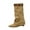 Khaki, variant on Suede Fold Over Shark Boots for Women, Pointed Toe Chunky Heel Knee High Boots with Removable Leopard Buckle Strap, Retro Chic Pull-On Tall Booties for Fall Winter Streetwear Outfits