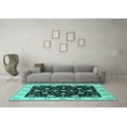 thumbnail image 3 of Ahgly Company Indoor Square Oriental Turquoise Blue Traditional Area Rugs, 3' Square, 3 of 4