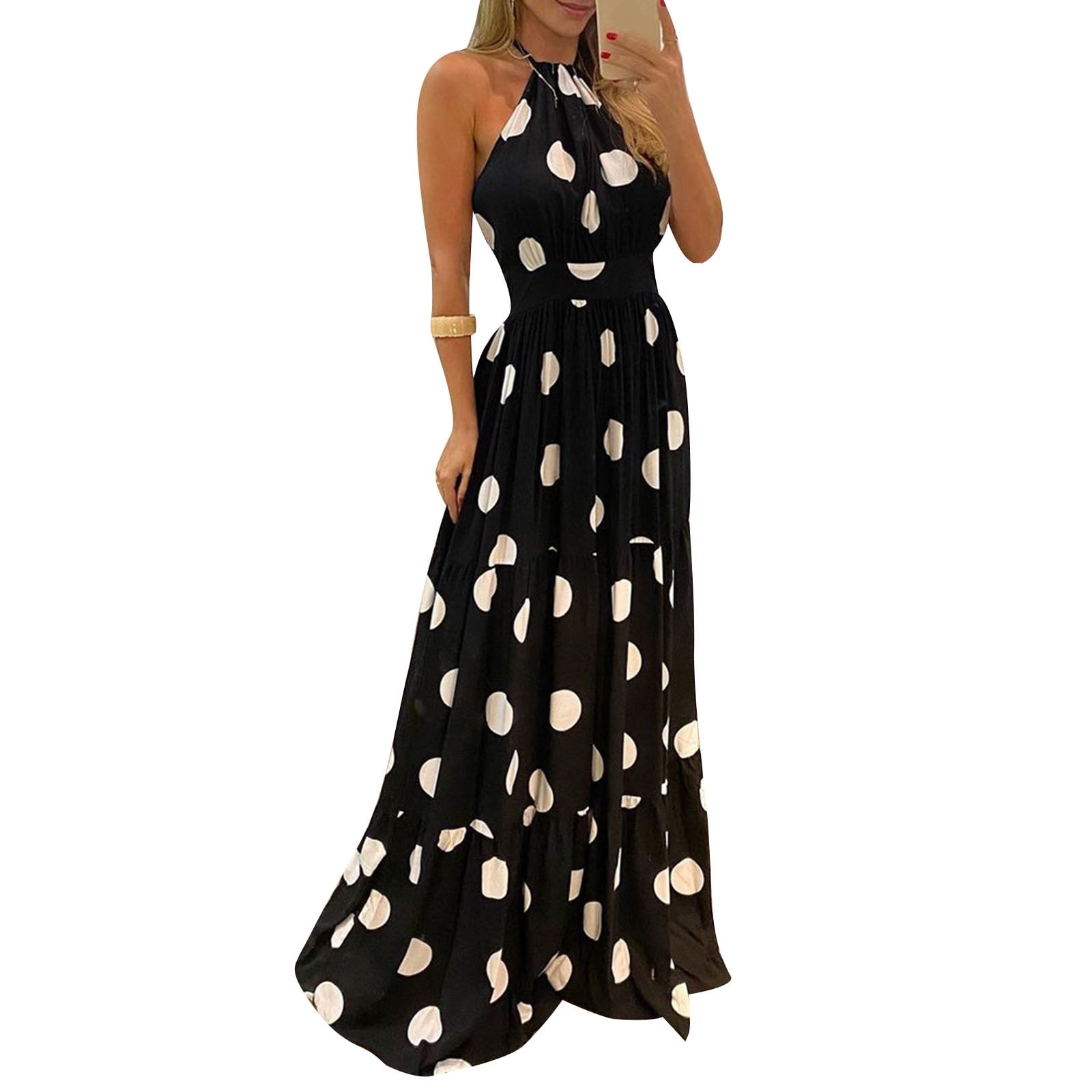 Skirt Leopard Print And Polka Dot Dress Honganda Women Maxi Dress, Leopard  Print/Butterfly/Polka Dot