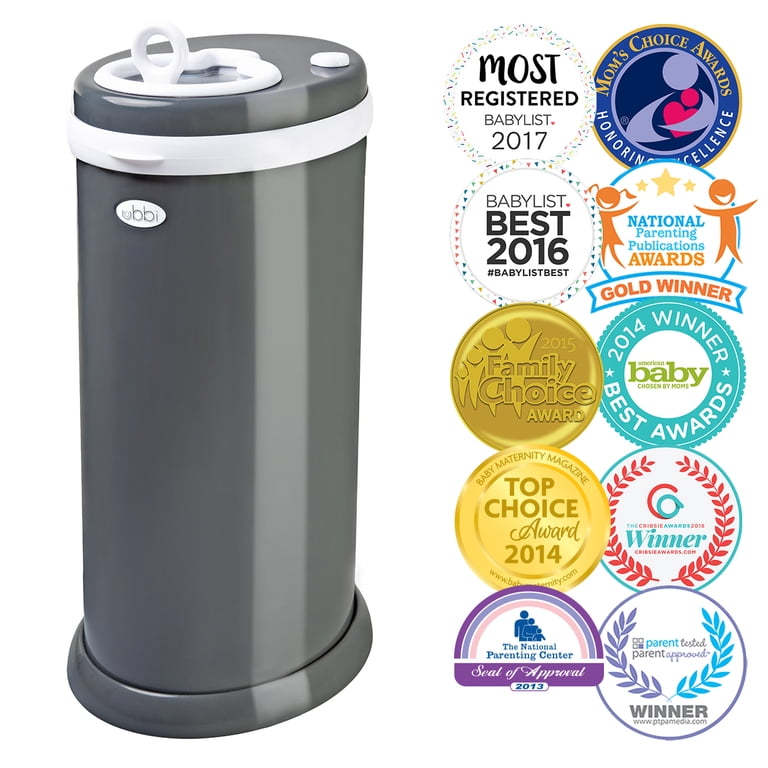 Ubbi Stainless Steel Diaper Pail, Odor Locking, No Special Bag