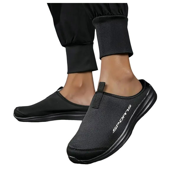 Womens Mens Breathable Mesh Slip on Mules Walking Sneakers Open Back Knit Non Slip Flats Shoes