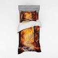 thumbnail image 2 of Country Duvet Cover Set, Paint of a Forest with Autumn Color Leaves Fall Time Sadness Season Theme Art, Bedding Set with Shams and Fitted Sheet, 3 Sizes, by Ambesonne, 2 of 3