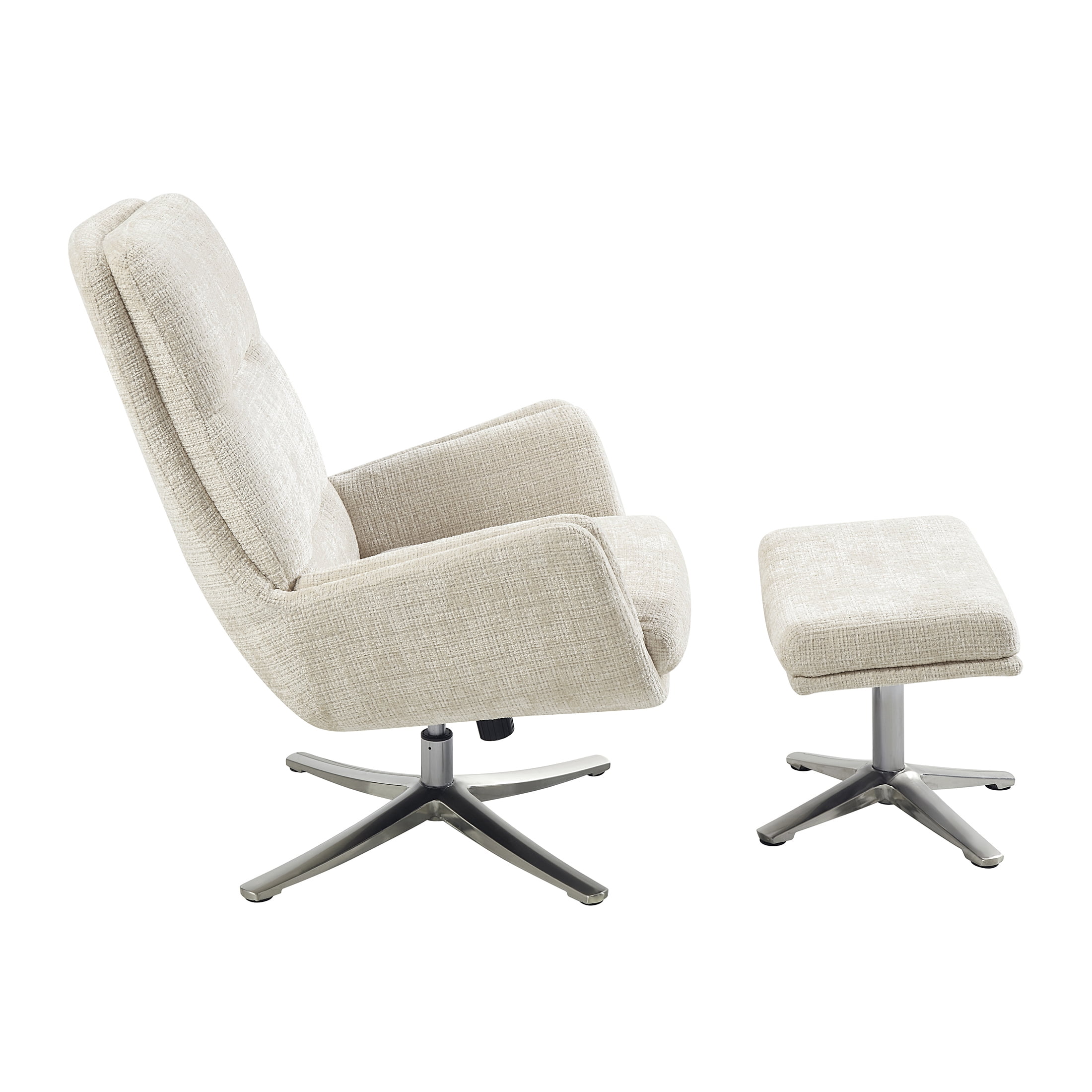 OakvillePark Windmere Chenille Swivel Chair with Ottoman, Beige