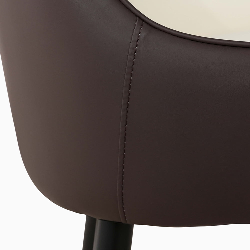 POVISON Modern Beige Dining Chair With PU Leather (Set of 6), Metal Legs