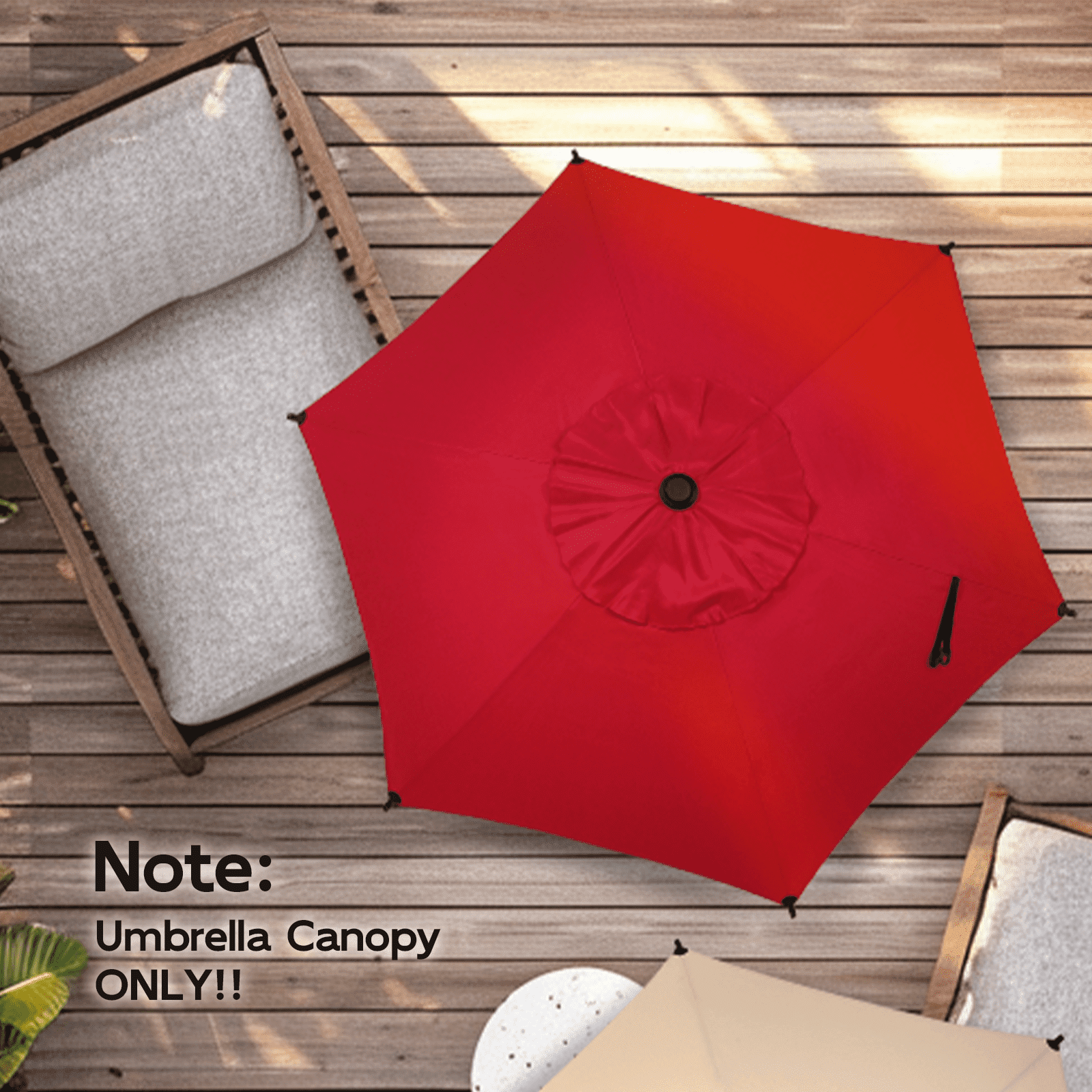 Abba Patio 7.5ft Lyon Outdoor Patio Umbrella Cover Replacement w/ 6 Sturdy Ribs, Dark Red