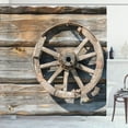 thumbnail image 1 of Ambesonne Wagon Wheel Shower Curtain, Log Wall Cart, 69"Wx84"L, Umber Beige, 1 of 3