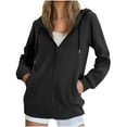 thumbnail image 3 of Fanxing Womens Waffle Hoodies Jacket Casual Zip Up Long Sleeve Drawstring Track Sweatshirt Coat with Pocket 2025 Black S, 3 of 7