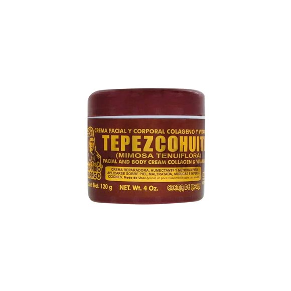 Crema de noche Del Indio Papago Tepezcohuite - Crema de Tepezcohuite de México - Reduce las arrugas renueva la piel sin grasa - TAMAÑO JUMBO 4 Oz