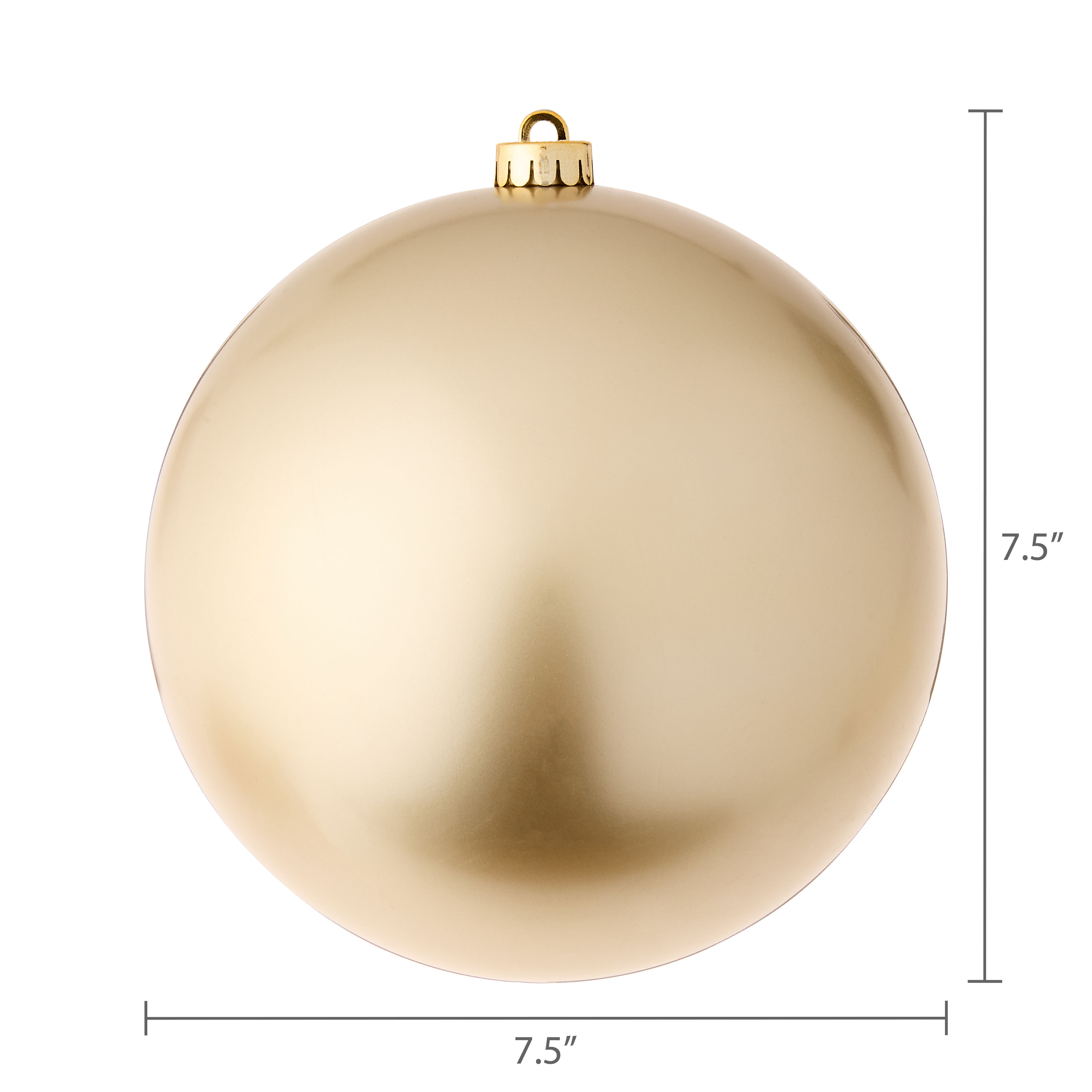 2-Count Champagne Gold Jumbo Shatterproof Christmas Ornaments, 7.8 in, by Holiday Time