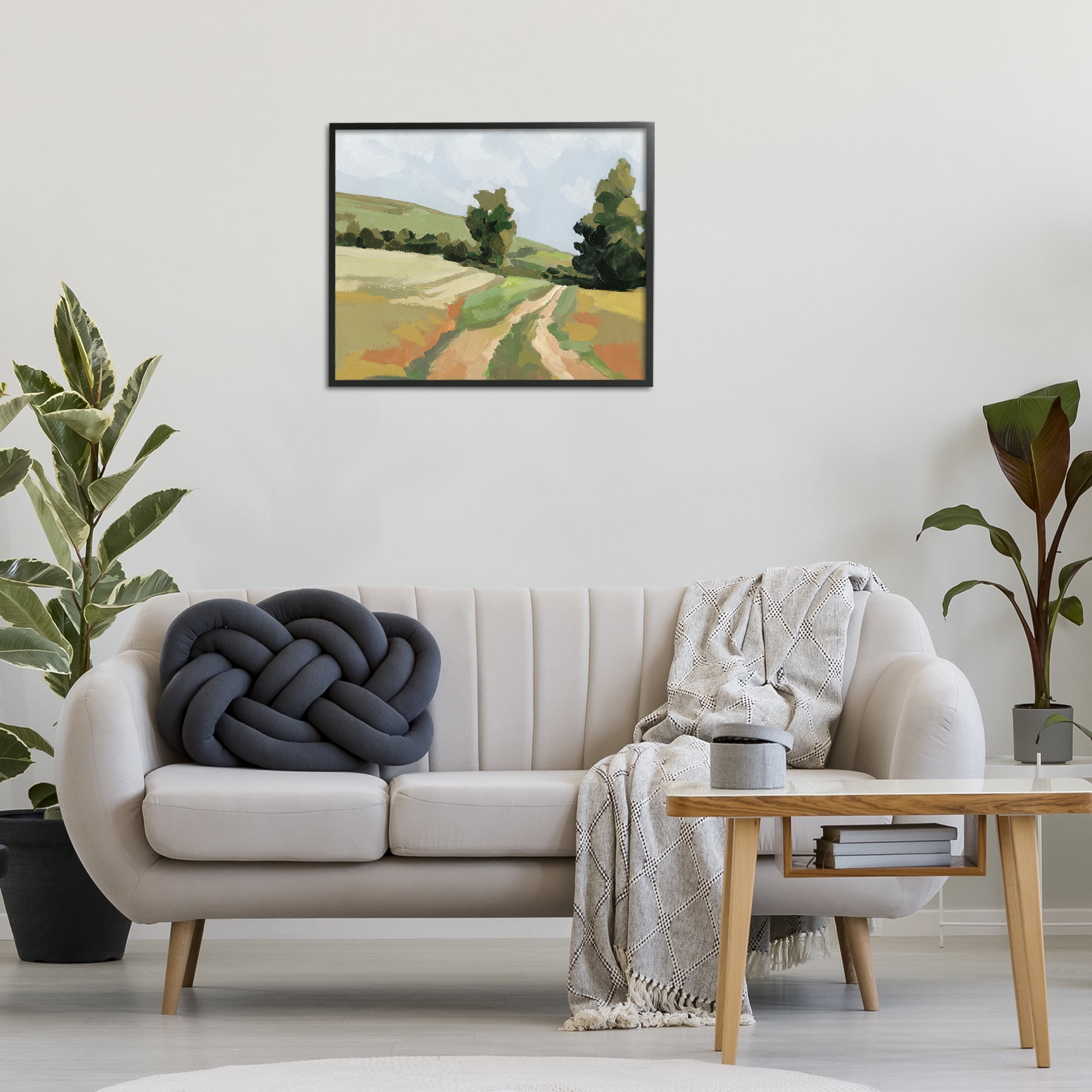 Stupell Industries Vast Country Path Landscape Painting Black Framed Art Print Wall Art, 30 x 24