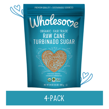 Wholesome 24 Ounce Organic Raw Cane Turbinado, 4 Pack Bundle