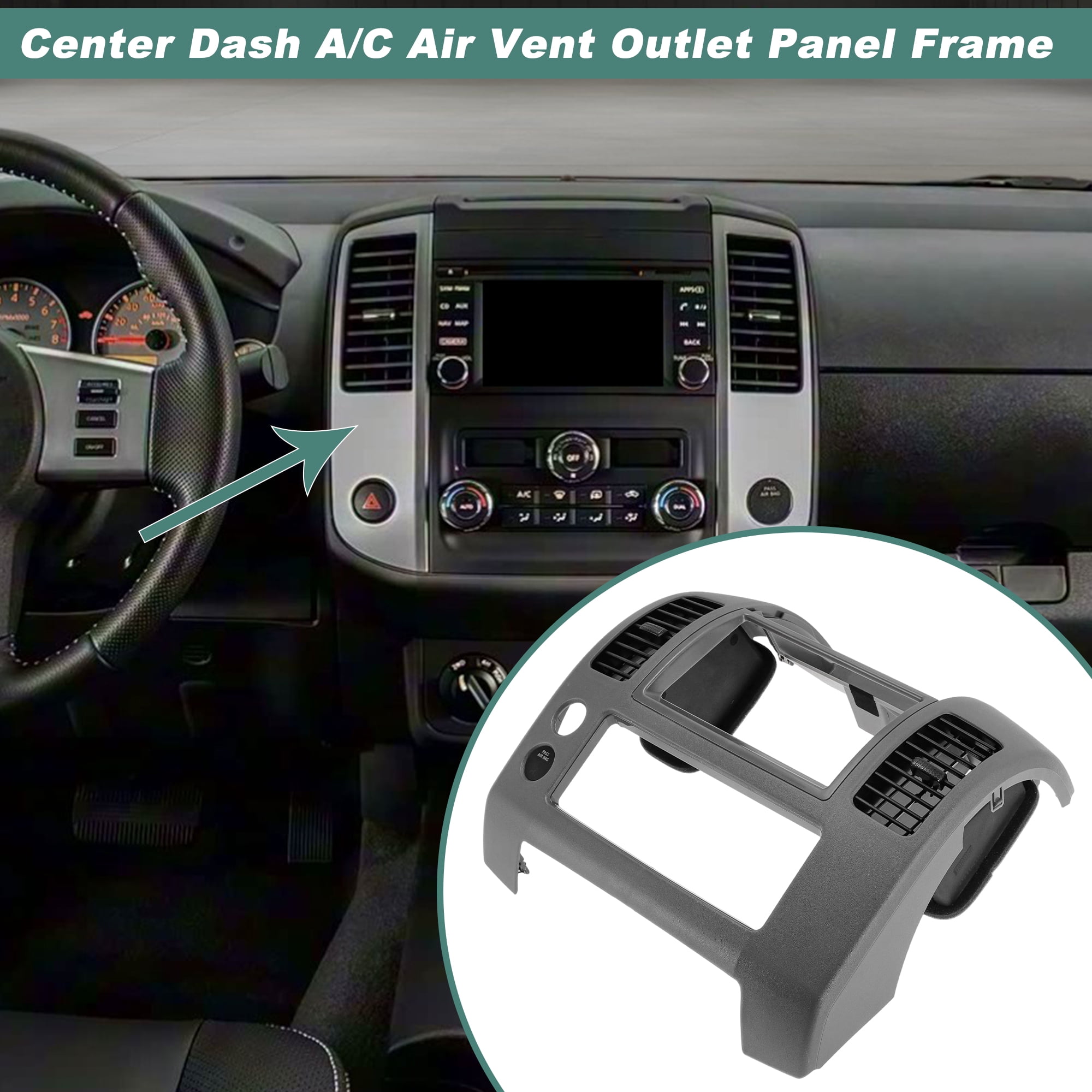 Unique Bargains Center AC Dash Air Vent Trim Panel for Nissan Frontier 2005-2020 Gray