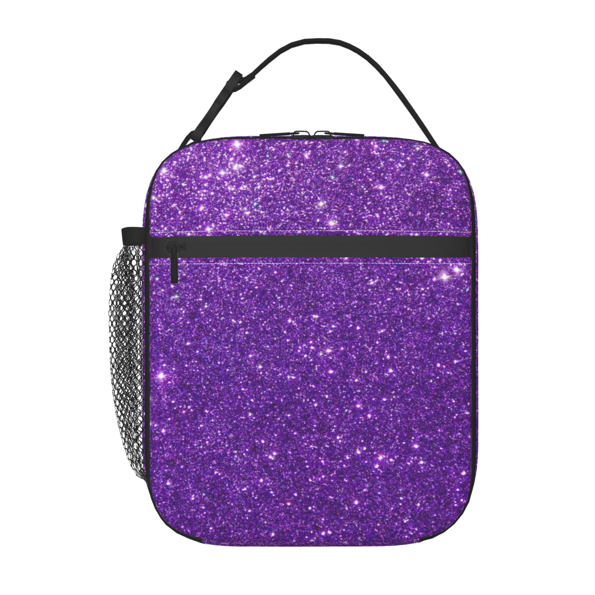 Purple Sequins Pattern Lunch Bag Insulated Leakproof Reusable Large