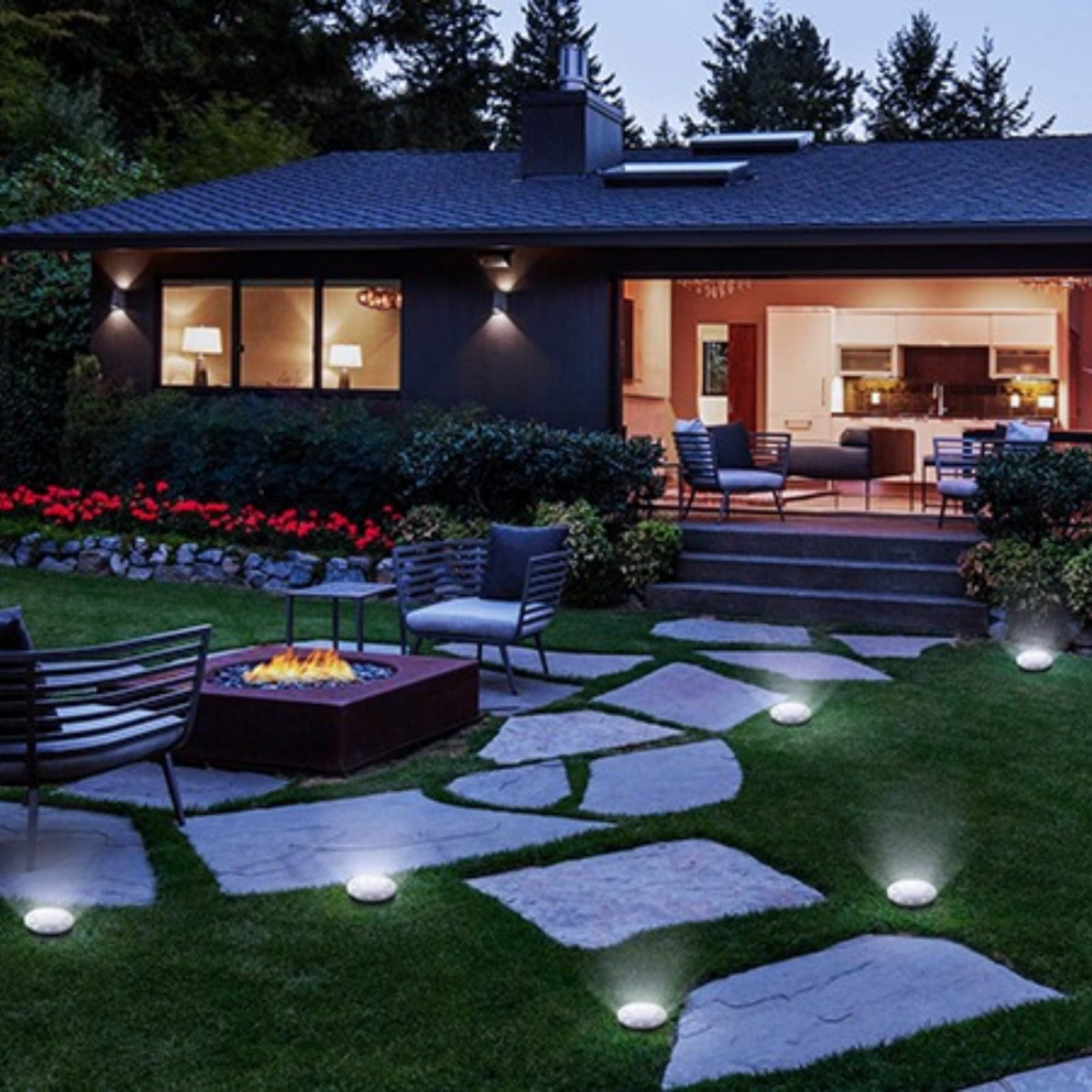 12 Pack Solar Lights Outdoor Waterproof, 8 LED Flat In-Ground Landscape Lights for Pathway, Garden, Yard, Patio, Driveway, Walkway, Lawn & Deck Lighting,Cool White