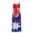 thumbnail image 5 of pimelu Dresses for Women Wedding Guest Dresses for Women Independence Day Loose Spaghetti Strap Patriotic Maxi Dresses Summer Trendy Star Print Sleeveless V-Neck Women Long Sundress, 5 of 5