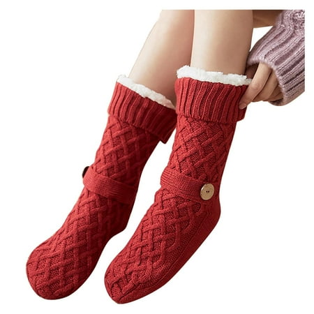 

WANYNG compression socks for women Women s Cartoon Floor Socks Thicken Warm Non-slip Sleeping Socks Slippers Socks Socks Wine