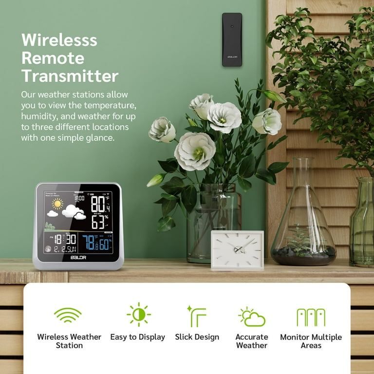 Baldr Color Digital Wireless Indoor/Outdoor Weather Station with Thermometer & H