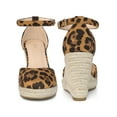 thumbnail image 4 of BLISSFUL STEP Platform Espadrilles Closed Toe Wedge Heel Sandals for Women Leopard 7, 4 of 5