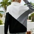 thumbnail image 4 of Qetyuw Womens Color Block Turtleneck Sweater Chunky Knit Long Sleeve Pullover Jumper Loose Fit Casual Sweaters, 4 of 6
