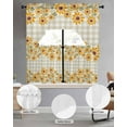 thumbnail image 3 of Spring Sunflowers Kitchen Curtains Swag Valance and Tier Curtains Set 36 Inch Length, Plaid Vintage Botanical Painting Rod Pocket Drape Panels Pair Swag Curtain for Bathroom/Cafe/Window, 3 of 6
