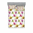 thumbnail image 2 of Ambesonne Floral Fitted Sheet & Pillow Sham Set, Vibrant Magnolia Flower, Twin, Multicolor, 2 of 3