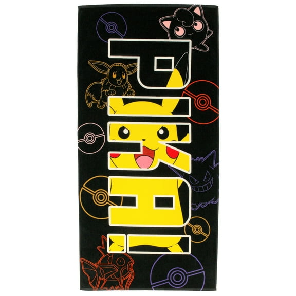 Pokemon Pikachu Cotton Beach Towel, 30" X 60"