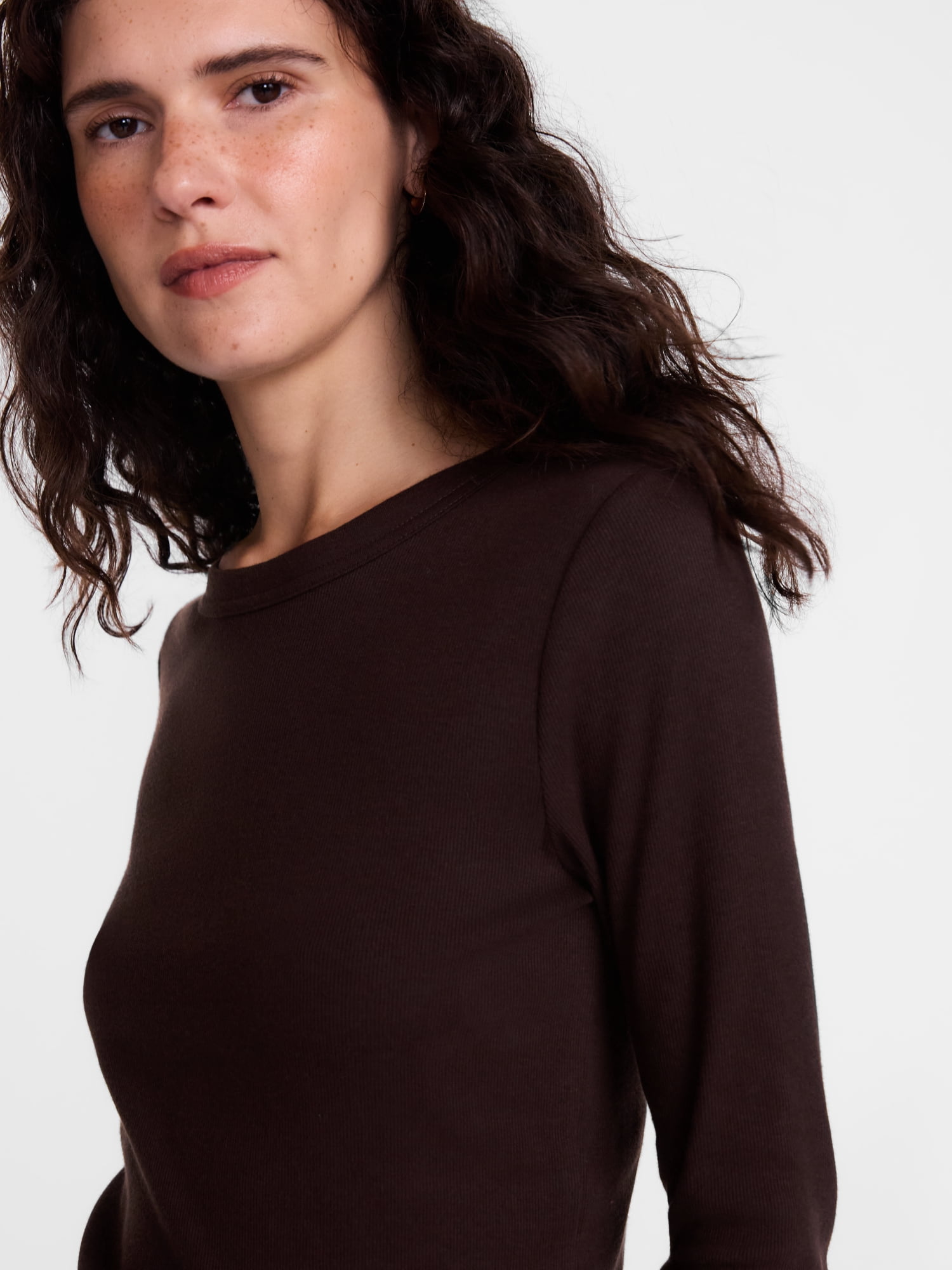 Scenario Women's and Women's Plus Rib Tee with Long Sleeves, Sizes XS-4X