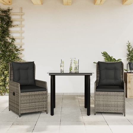 vidaXL Garden Dining Set Grey, Black