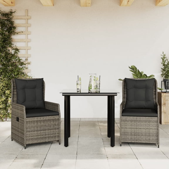 vidaXL Garden Dining Set Grey, Black