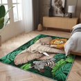 thumbnail image 3 of 8x10 Elephant Lion Area Rugs for Living Room 8'x10' Rugs, Tropical Monstera Leaf Rugs for Bedroom, Jungle Animals Carpet Non Slip Washable Rug Soft Low Pile Home Decor Indoor Large Rug, 3 of 7