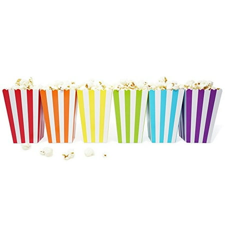 Striped Favor Box - 36 Rainbow Stripe Mini Popcorn Candy Carnival Birthday Party Favor Boxes