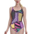 thumbnail image 1 of Patchwork Ragdoll Maillot de Bain une Pièce Imprimé pour Femmes Sexy Dos Nu Col en V Tenue de Plage d'Été Sally Patchwork Ed, 1 of 5