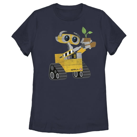 Women's Wall-E Earth Day The Plant in the Boot Graphic Tee Navy Blue Small