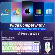 Wired Gaming Keyboard & Mouse Combo, RGB Backlit Mechanical Gaming Keyboard Mouse W/ Multimedia Keys, Anti-ghosting Keys, Spill-Resistant Keycaps for Windows PC Gamers Desktop Computer Laptop, White