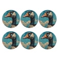 thumbnail image 2 of Pofeuu Blue Watercolor Duck Print Leather Coasters Set of 6, Round Cups Mugs Mat Pad for Home Kitchen Heat Resistant Drink Coasters,Round Shape, 2 of 7