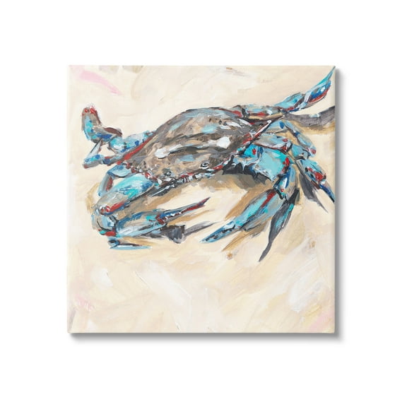 Stupell Industries Modern Blue Beach Crab Animals & Insects Painting Gallery Wrapped Canvas Art Print Wall Art, 30 x 30