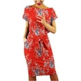 thumbnail image 2 of Robes d'Été pour Femmes 2023 Tendance Femmes Décontractées Col Rond Bretelles Manches Courtes Imprimé Floral Robe Ample avec Poches Robe d'Été Église pour Femmes 2023 Élégante en Liquidation, 2 of 6