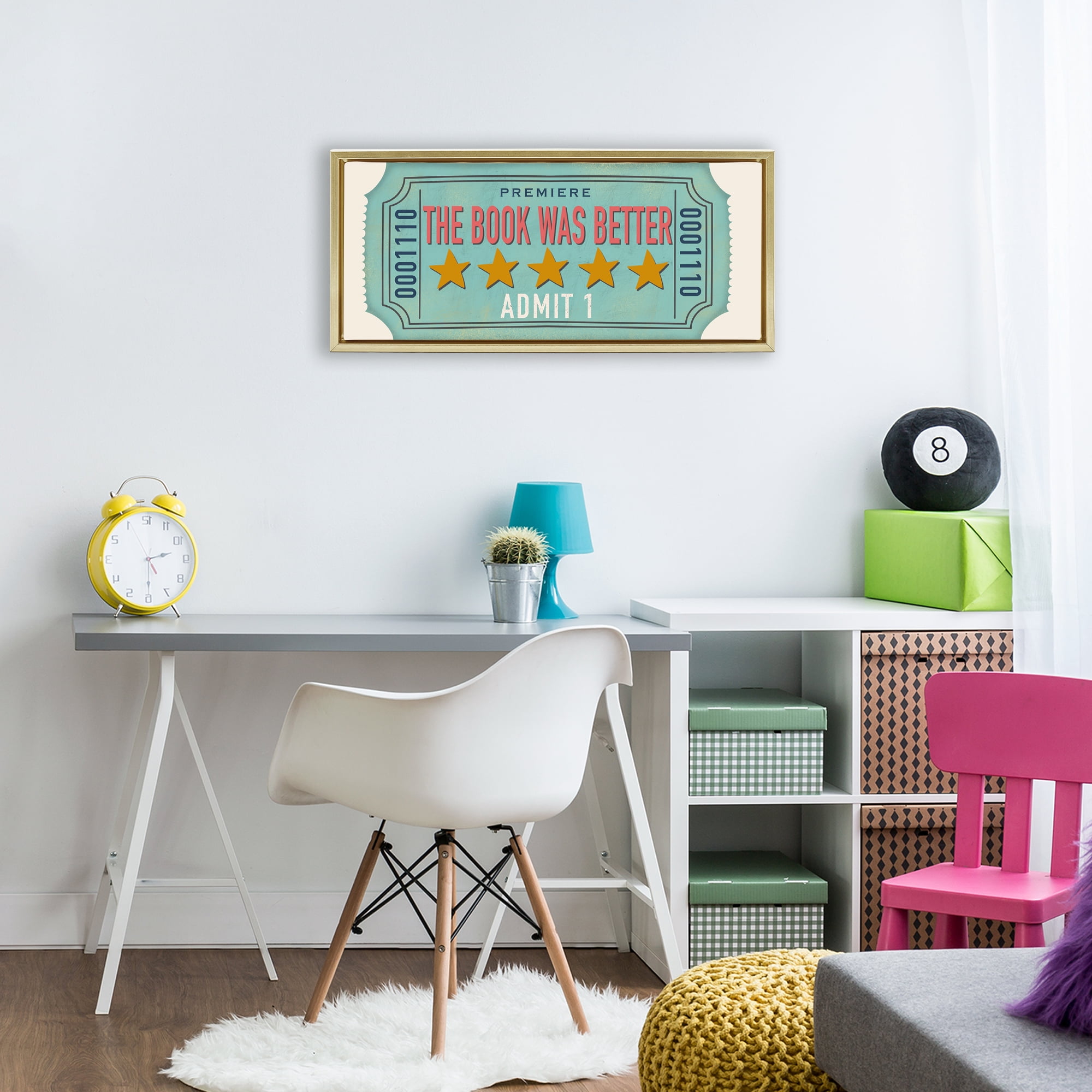 Stupell Industries The Book Was Better Gold Framed Floater Canvas Wall Art, design by Julia Frost