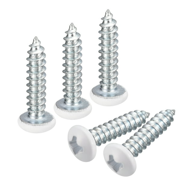Unique Bargains Vis Blanches ST4x20mm à Taraudage Automatique, Lot de 25 Vis Crantées à Tête de Poêle pour le Travail du Bois