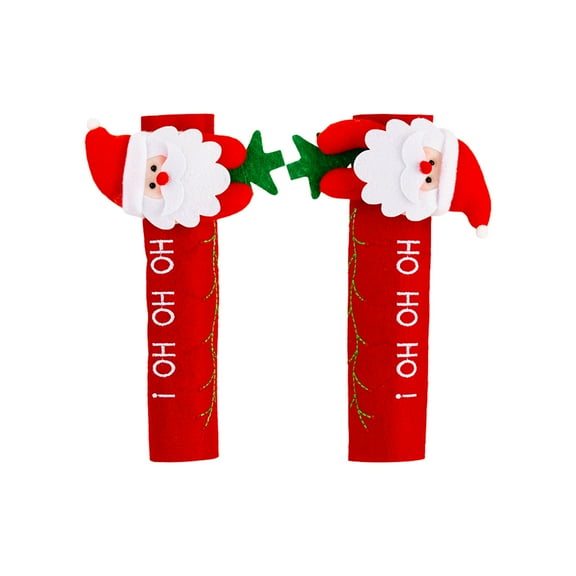 Christmas Pattern Refrigerator Door Handle Covers Protective Decoration for Kitchen Appliance Gloves Fridge Microwave Oven Cloth Protector